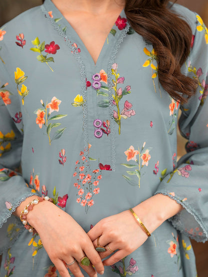 Panache Apparel Floral Fusion Lawn Printed Co-Ord Set-Azure