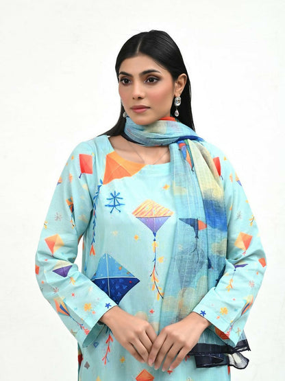 Imran Aftab Basant Mela Raw Silk Printed Stitched 3-Piece Suit-IARP 01