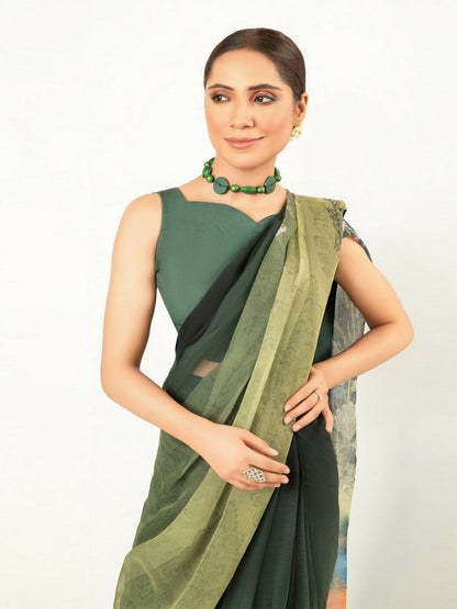 Imran Aftab Chiffon Printed Stitched Saree-IASC 06