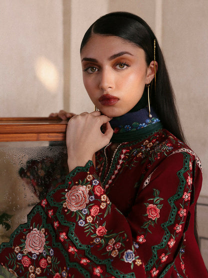 Jugnu By Hussain Rehar Khaddar'25 Embroidered Unstitched 3-Piece Suit-Gulshan