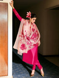 Hussain Rehar The Scent Luxury Pret SS'25 Raw Silk Embroidered 3-Piece Suit-Fusche