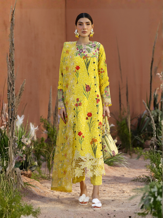 Parishay Ivy Bloom'26 Lawn Embroidered Unstitched 3-Piece Suit-IB-09