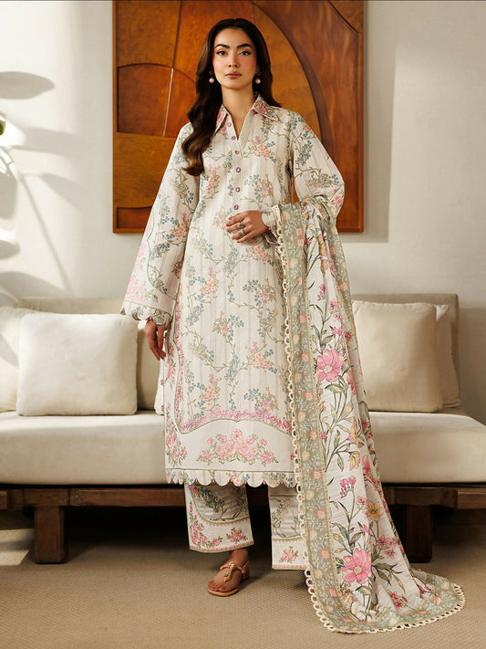 Mahnur Leila Lawn'26 Embroidered Stitched 3-Piece Suit-L-03