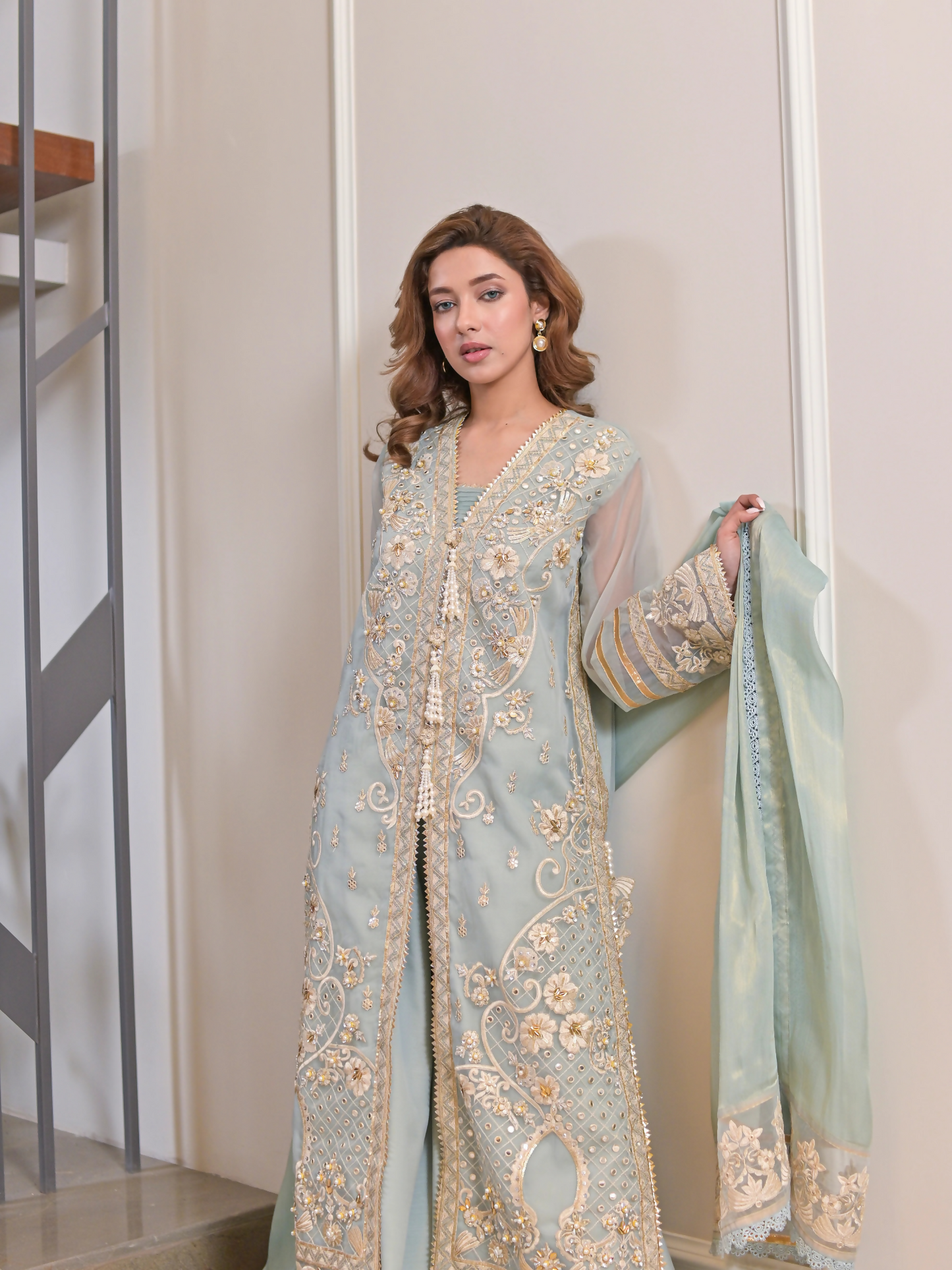 Farooq Hameed Studio Eid Collection'24 Organza Embroidered Stitched 3-Piece Suit-Mahira