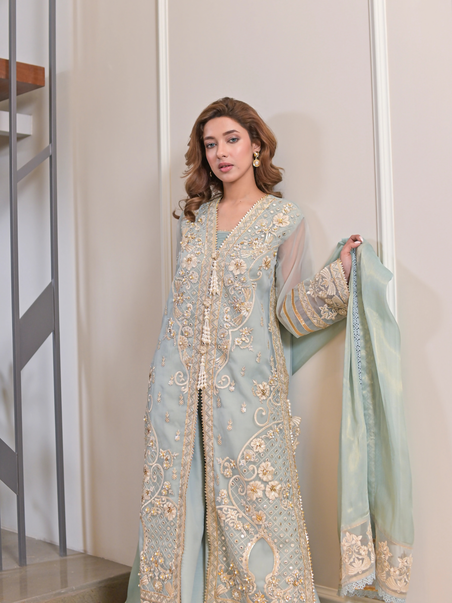 Farooq Hameed Studio Eid Collection'24 Organza Embroidered Stitched 3-Piece Suit-Mahira