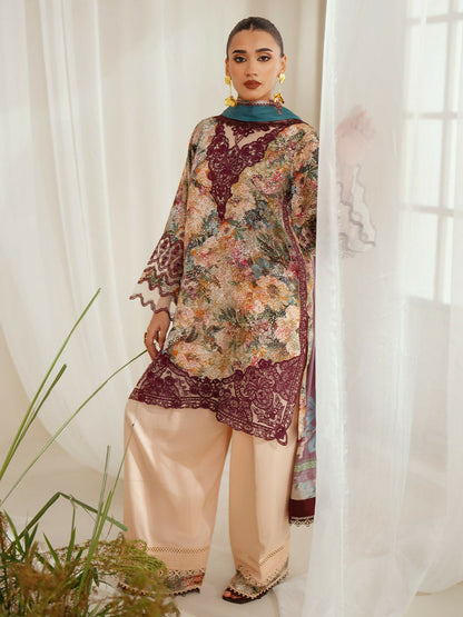 Binilyas Eres Bonita Viscose Embroidered Stitched 3-Piece Suit-1104-B