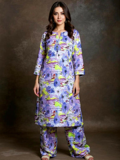 Bin Shaukat unstitched 2-piece digital lawn suit with all-over print and matching printed trouser.