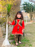 Kidoz Kloset Cotton Silk Stitched 4-Piece Suit-Lady Bug Dhoti Set