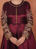 Stylish Collection Majeste Silk Embroidered Maxi-Zuri Maroon