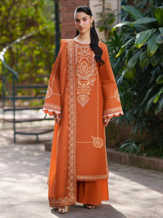 Mahnur Fiona Lawn'26 Embroidered Unstitched 3-Piece Suit-F-02