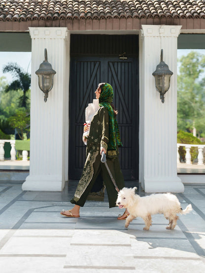 Parishay Panache Winter Corduroy Embroidered Stitched 3-Piece Suit-PNE-05