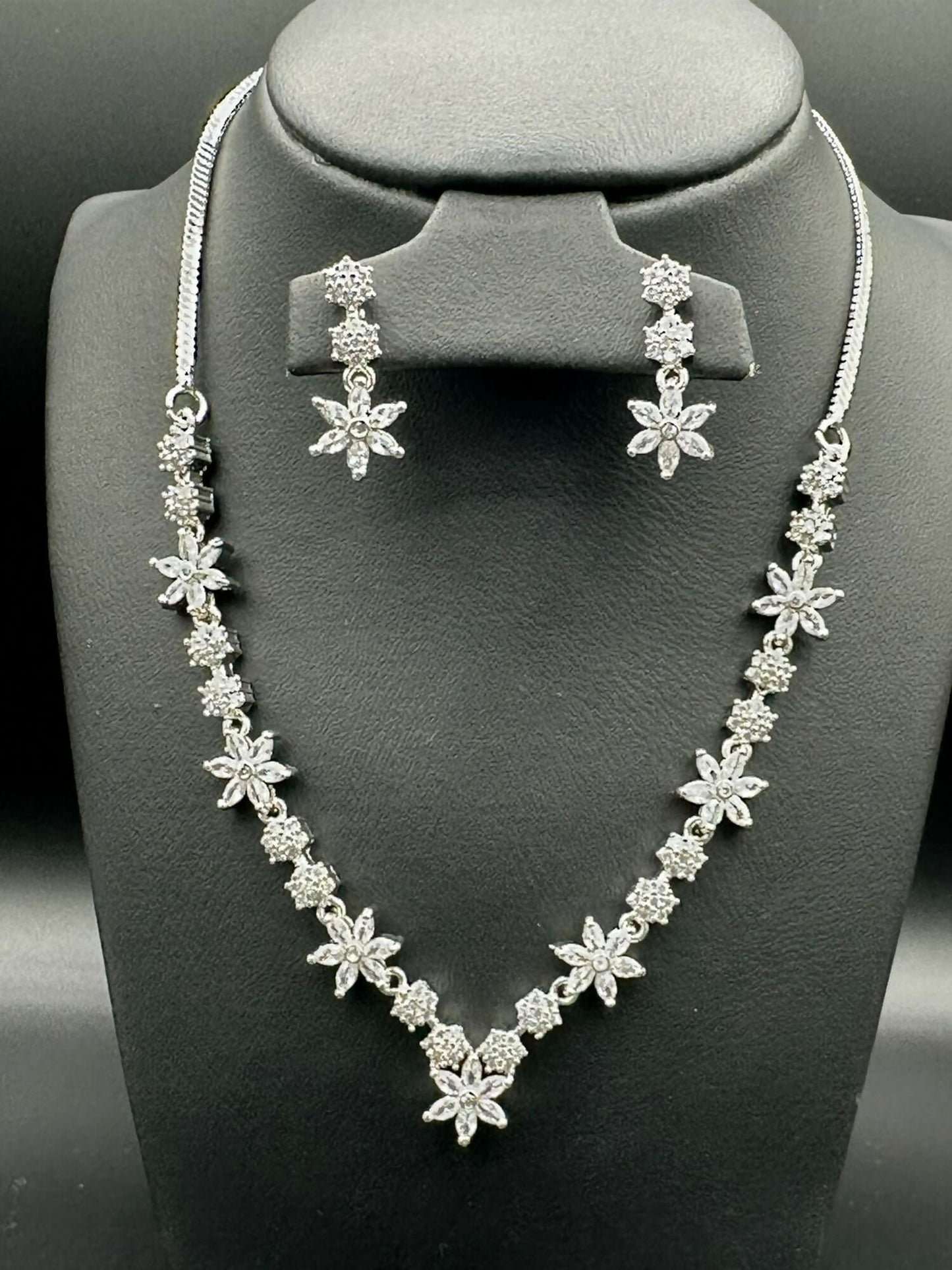 H&A Jewellery One Carat Silver Rhodium Plated Jewellery Set