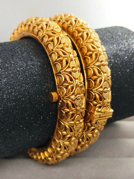 H&A Jewellery Indian gold polish openable karay with elegant traditional design.