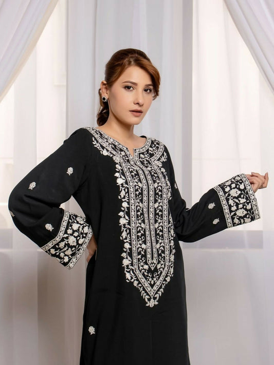 Stylish Collection Linen Embroidered Stitched 2-Piece Suit-Black Allure