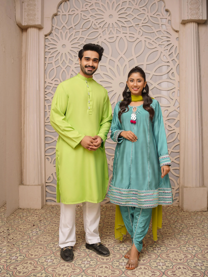 Kidoz Kloset Wash and Wear Kurta Pajama-Ocean Breeze-Men