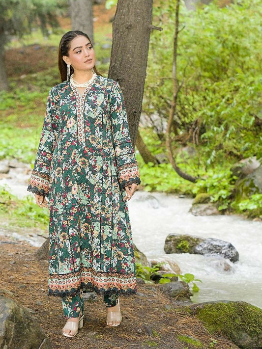 HU Studios Doriya Linen Printed Stitched 2-Piece Suit-Dhanak