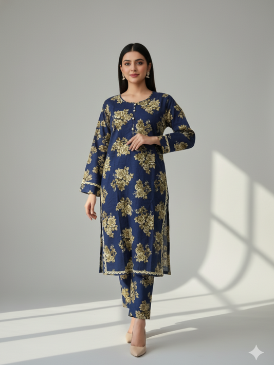 Bin Shaukat Khaddar Printed Stitched 2-Piece Suit