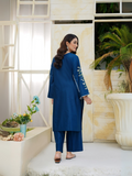 HU Studios Soléa Collection Lawn Cotton Embroidered Stitched 2-Piece Suit-Sapphire Bloom
