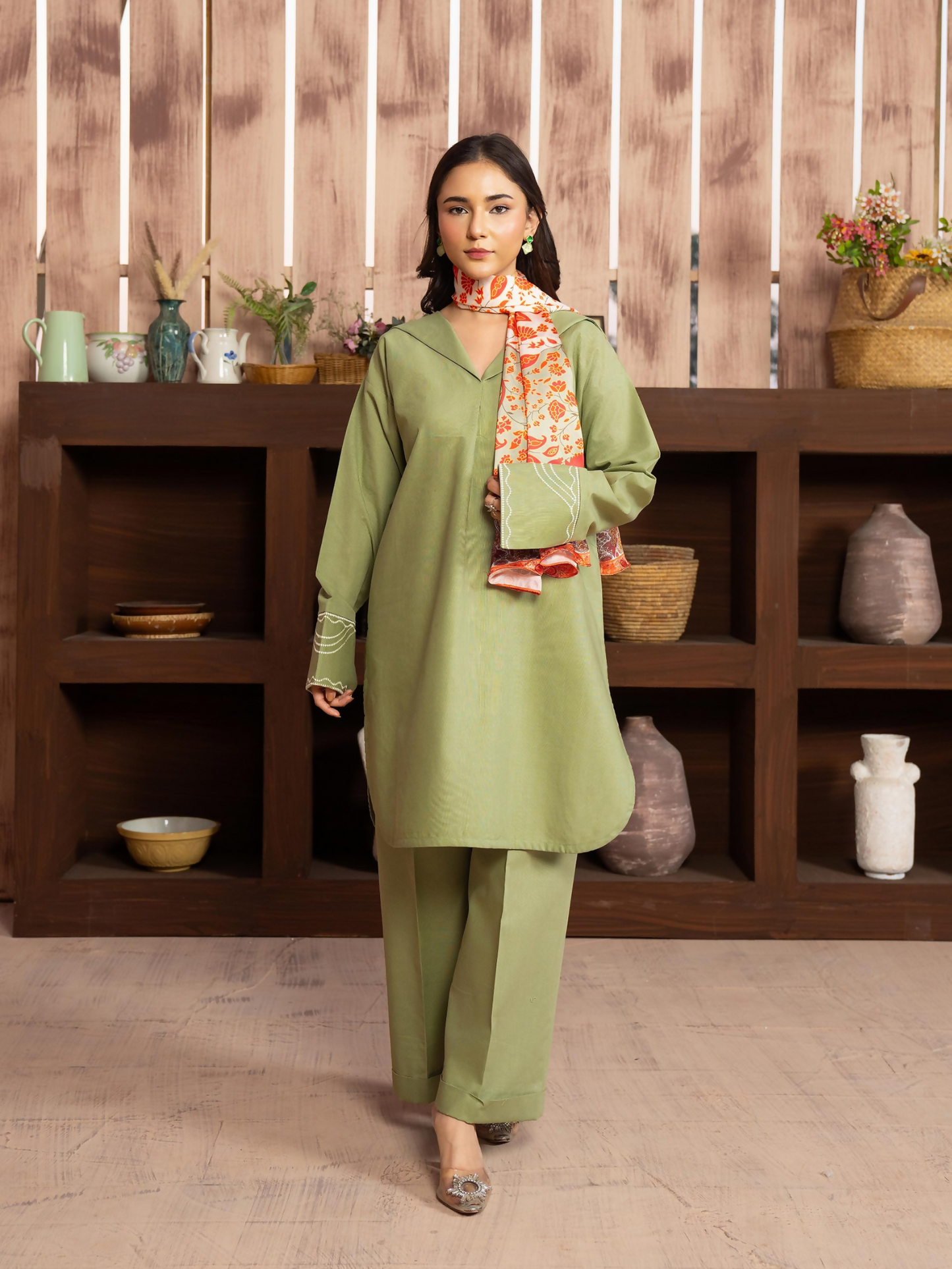 Panache Apparel Winter Core Khaddar Embroidered Stitched Suit-Cedar