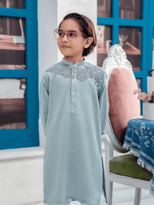 Velvour Boys Cotton Embroidered Stitched Kurta-VB202-A