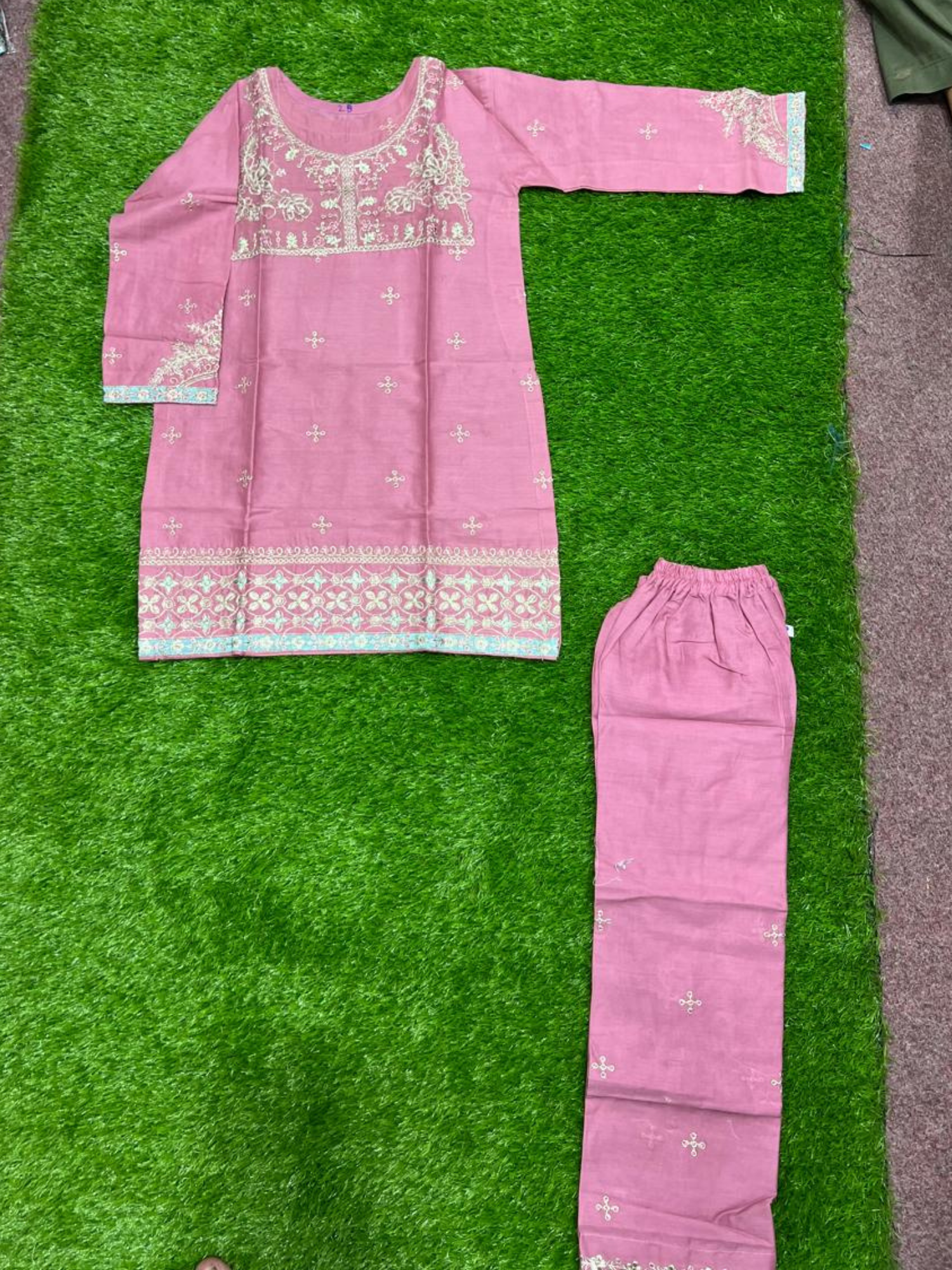 Pink Bin Shaukat Pima Lawn Embroidered Stitched 2-Piece Suit