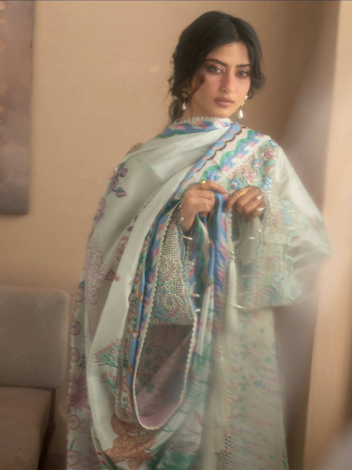 Mahnur Sirene Luxury Lawn'26 Embroidered Stitched 3-Piece Suit-S-14