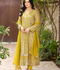 Manahil Arts Chiffon Embroidered Stitched 3-Piece Suit-Kurti 122-Divine-Mustard