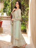 Manahil Arts Chiffon Embroidered Stitched 3-Piece Suit-Kurti 122-Mint Green 