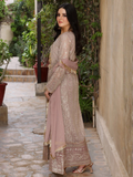 Lilac Manahil Arts Chiffon Embroidered Stitched 3-Piece Suit-Kurti 122-Divine-Lilac