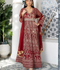 Manahil Arts Chiffon Embroidered Stitched 3-Piece Suit-Kurti 105-Maroon