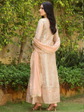 Peach Manahil Arts Chiffon Embroidered Stitched 3-Piece Suit-Kurti 122-Divine-Peach