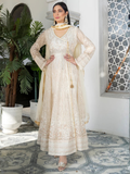 Manahil Arts Chiffon Embroidered Stitched 3-Piece Suit-Kurti 105-Off White