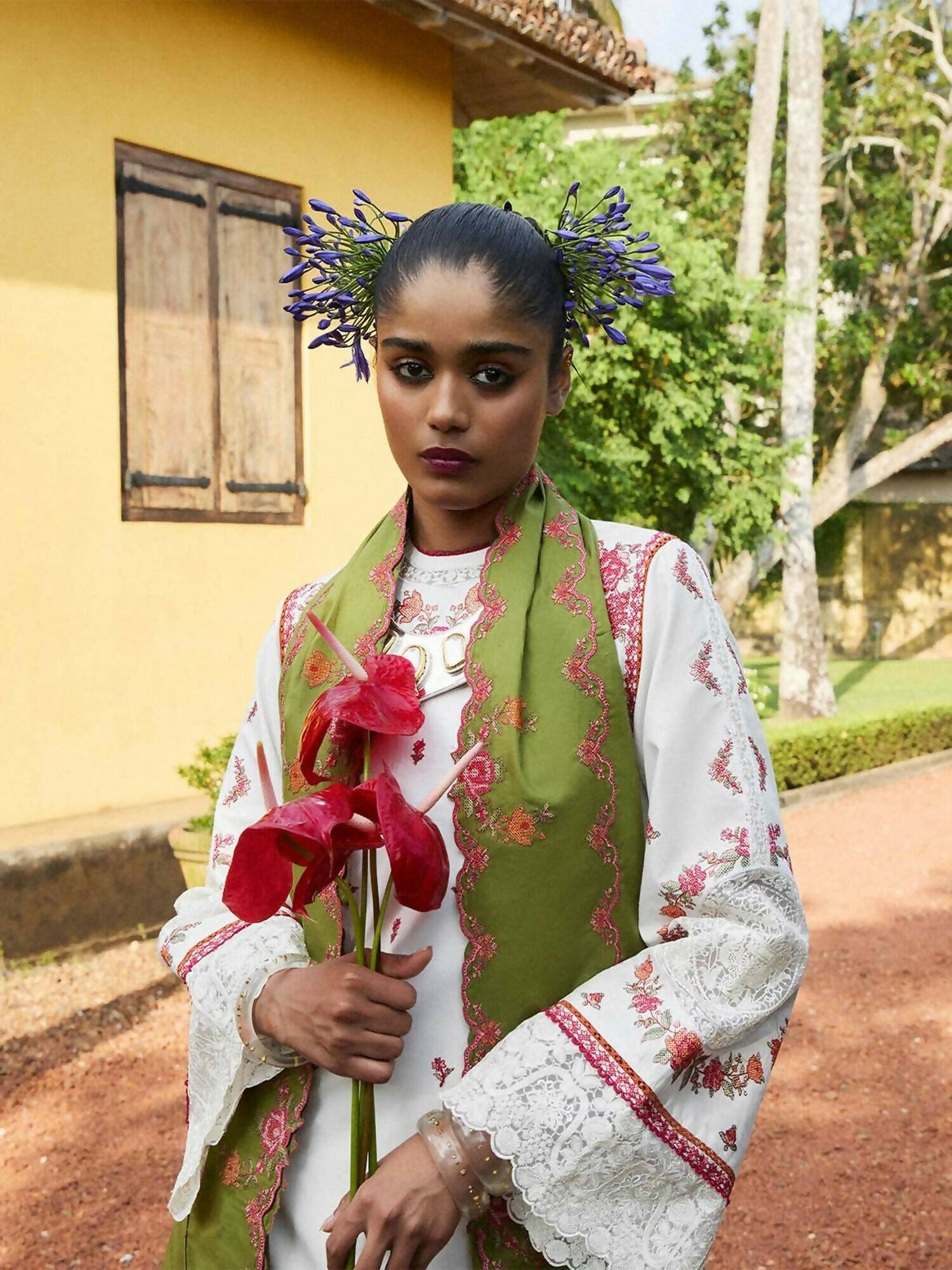 Jugnu by Hussain Rehar SS'25 Eid Pret Cotton Embroidered 2-Piece Suit-Navya