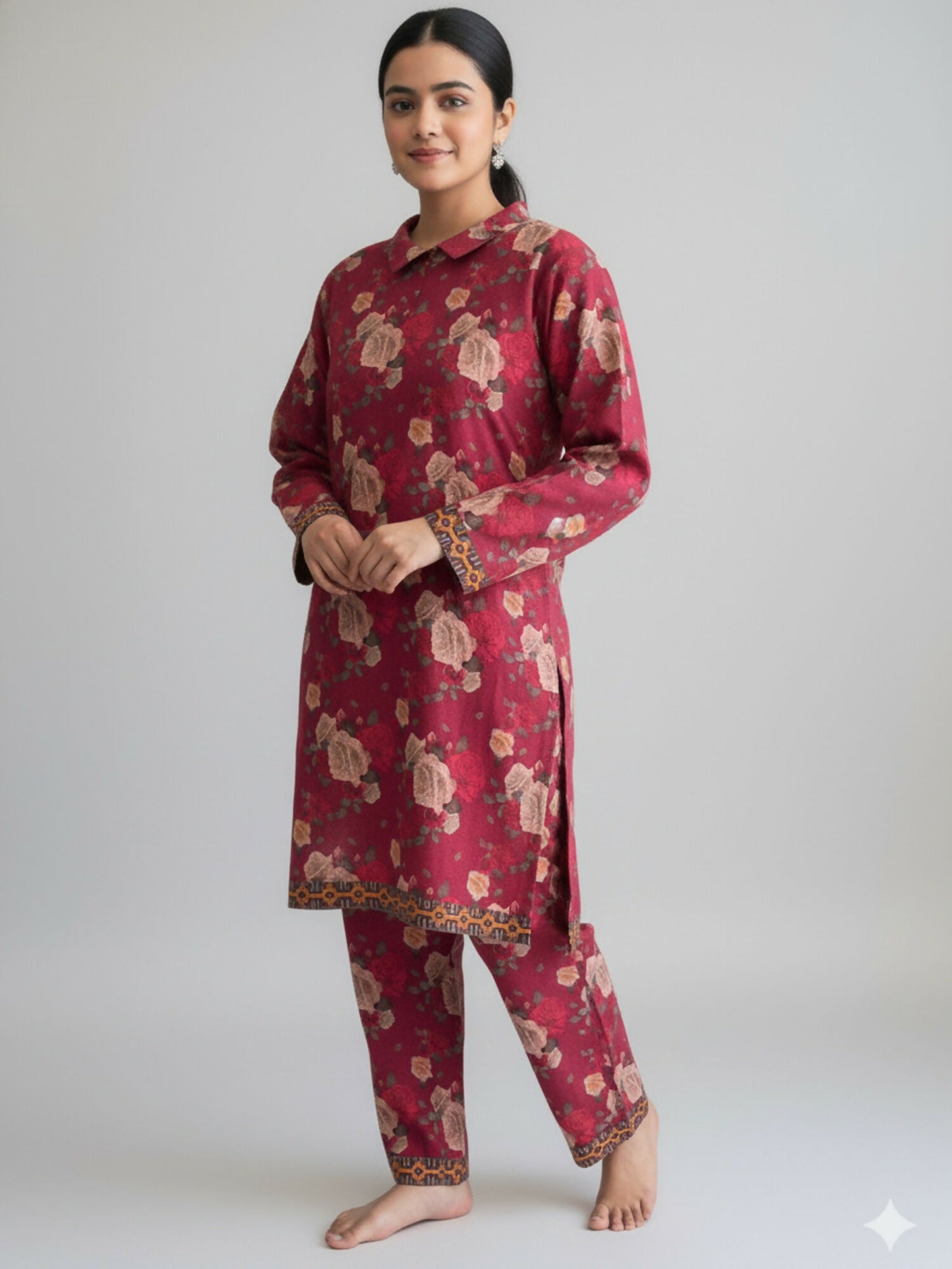 Bin Shaukat Khaddar Karandi Printed Stitched 2-Piece Suit