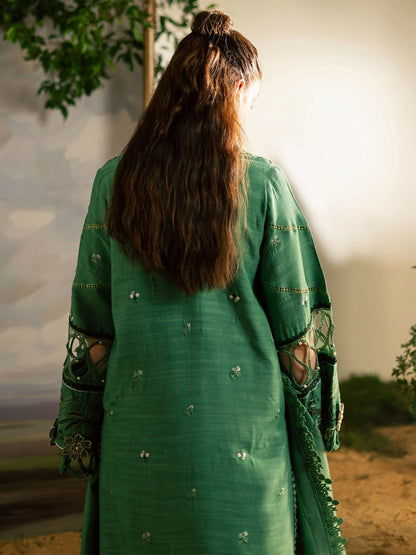 Mahnur Kaia Slub Linen Embroidered Stitched 3-Piece Suit-K- 05