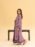 Purple Silai Libas Linen Embroidered Stitched 3-Piece Suit-Zaraq 