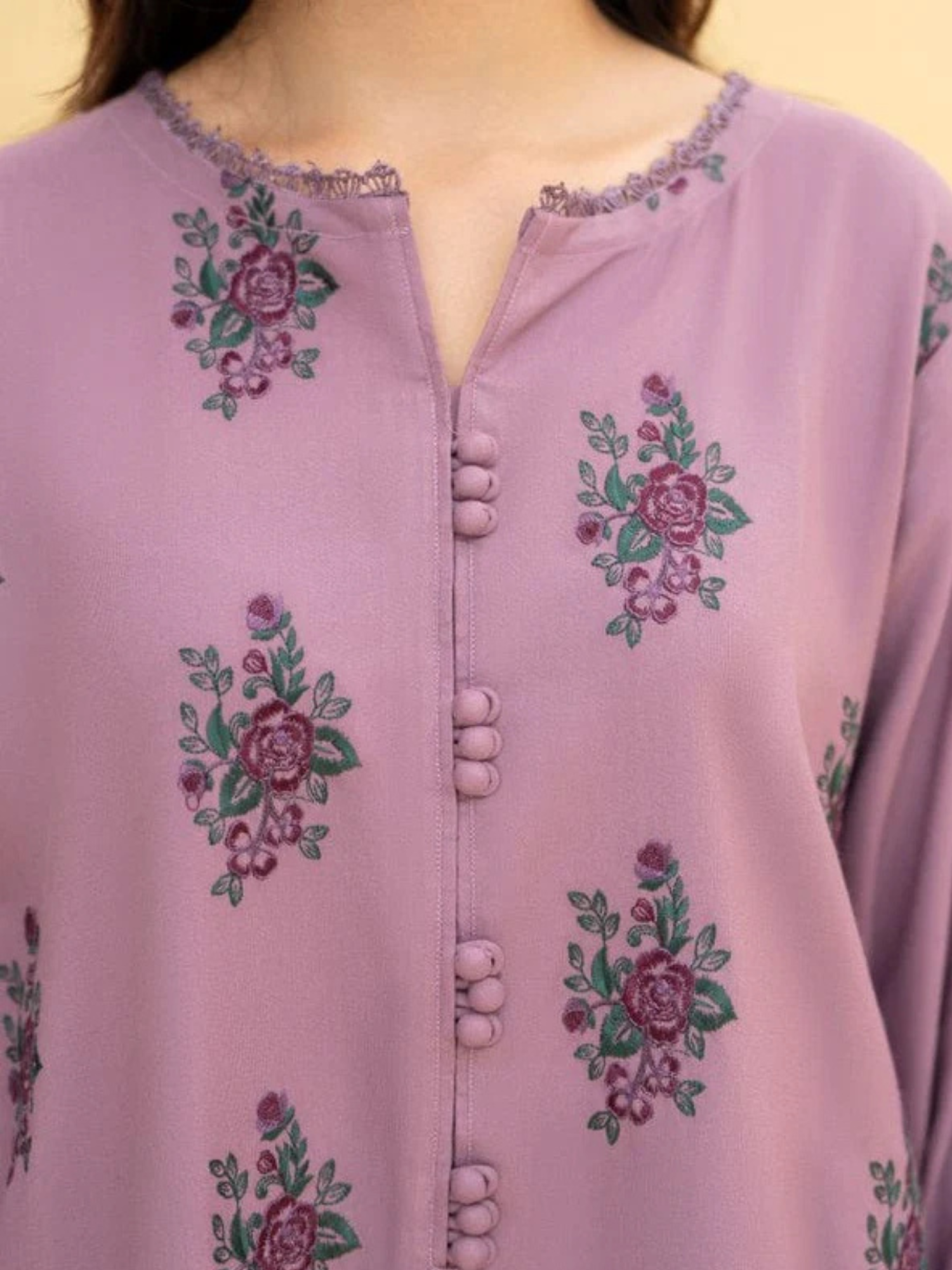 Purple Silai Libas Linen Embroidered Stitched 3-Piece Suit-Zaraq 