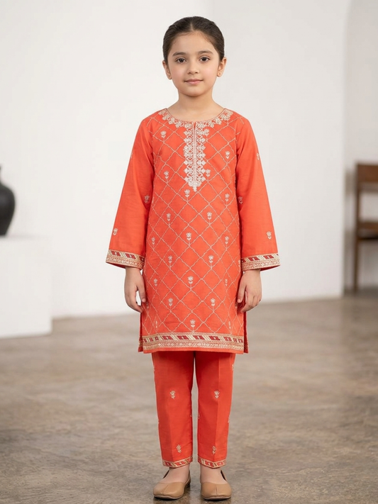 Orange Bin Shaukat Pima Lawn Embroidered Stitched 2-Piece Suit