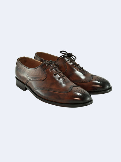 Shazif Regal Oxford Brogue shoes in brown with classic wingtip perforations and lace-up design