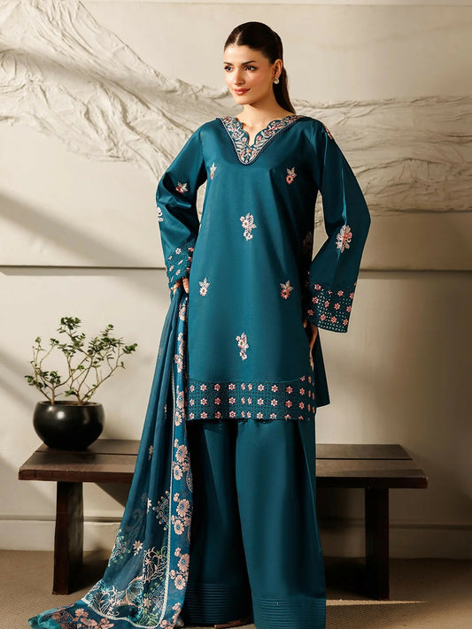 Panache Apparel Mistfall Ramadan Edit Cotton Embroidered Stitched Suit-Mystique