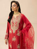 Shurooq Garden Of Dreams Silk Embellished Stitched 3-Piece Suit-Crimson