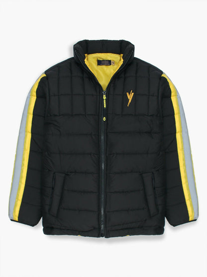 Black and Yellow Velvour Puffer Jacket-VJ43-D