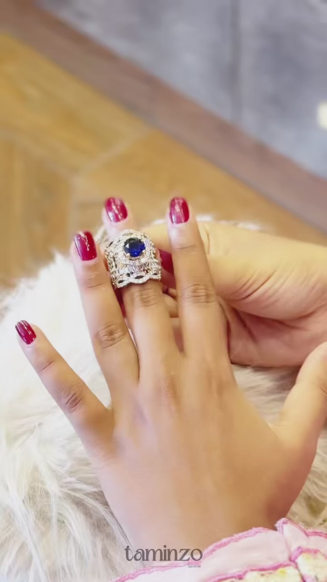 Orya Jewellery Adjustable Zircon Ring-Sapphire Blue R34