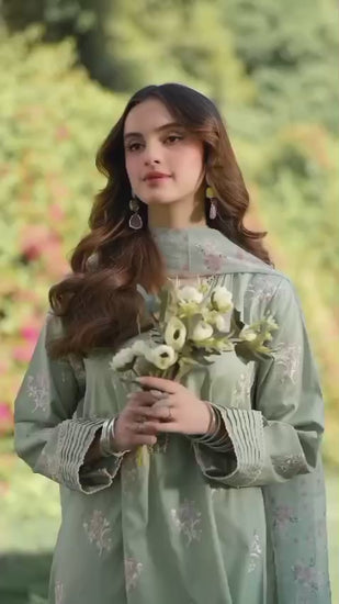 Mint Green Panache Apparel Karandi Embroidered Stitched Suit-Ornate