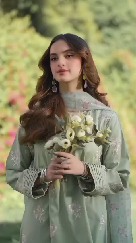 Mint Green Panache Apparel Karandi Embroidered Stitched Suit-Ornate
