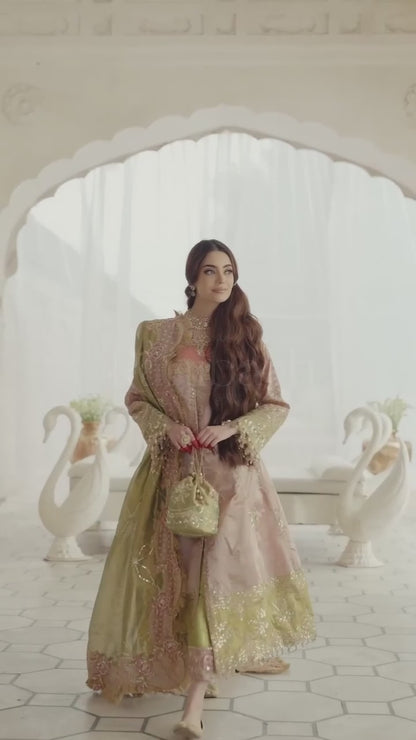 Parishay Ranibagh Luxury Formals Tissue Silk Embroidered Stitched 3-Piece Suit-Noor Mahal