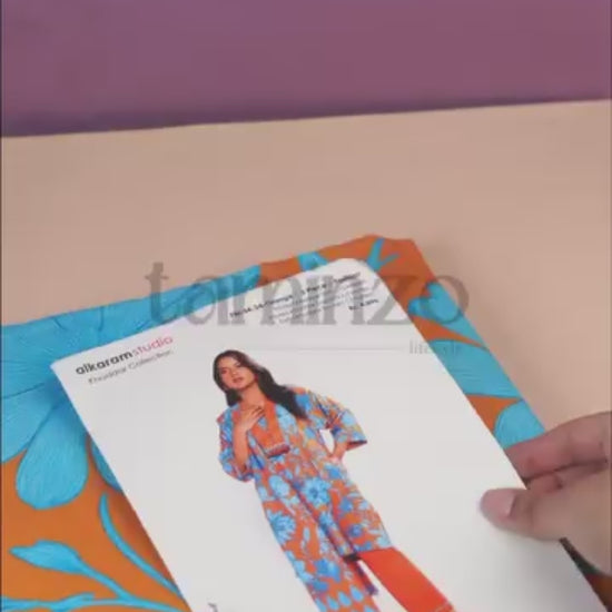 Alkaram Studio Khaddar Printed Unstitched 3-Piece Suit-FW-54-24-Orange