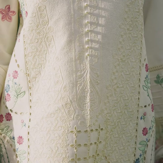 White-Mahnur Morbagh Luxury Lawn'26 Embroidered Unstitched 3-Piece Suit-M-03