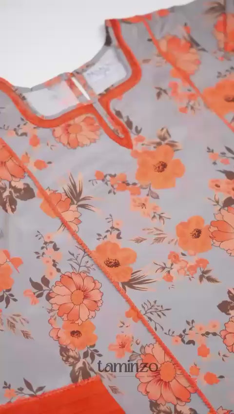 Panache Apparel Mah-e-Noor Rawsilk Printed Stitched Suit-Zahara
