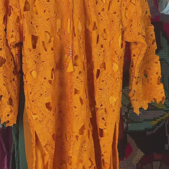 Yellow Savarna Silk Embroidered Stitched 3-Piece Suit-Yellow Mustard
